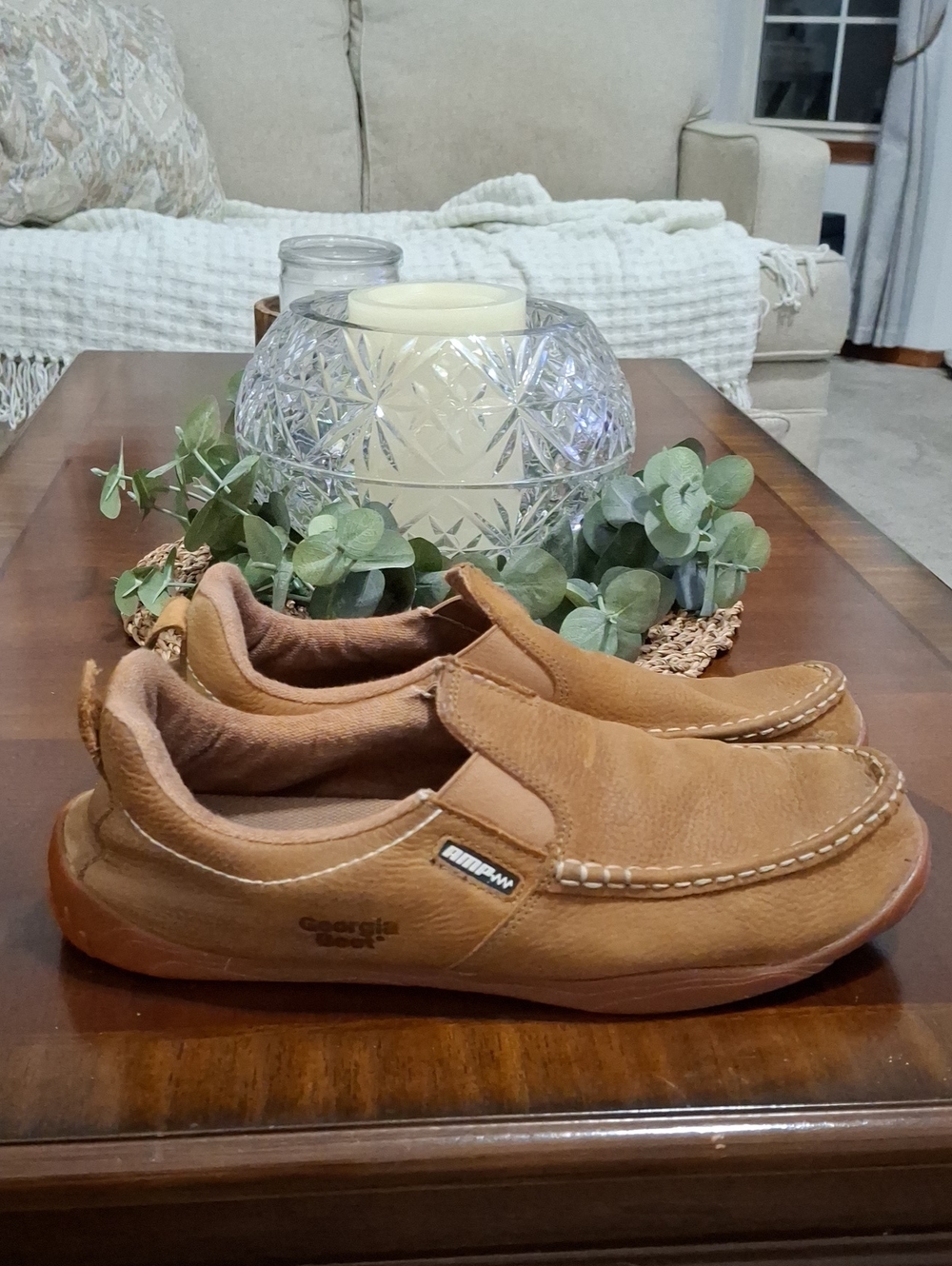 Georgia Boot Cedar Falls Moc-Toe Slip-On Tan Leather Men’s 13